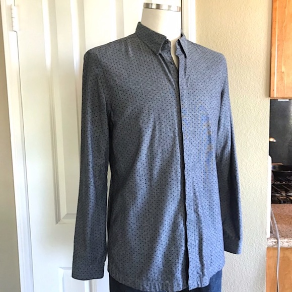 Ch. Dot Print Cotton Chambray L/S Button Up NWOT/L - Picture 3 of 10